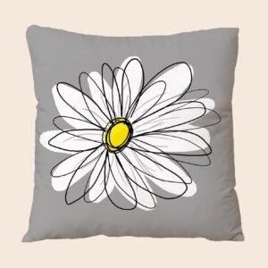 Retro daisy cushion grey