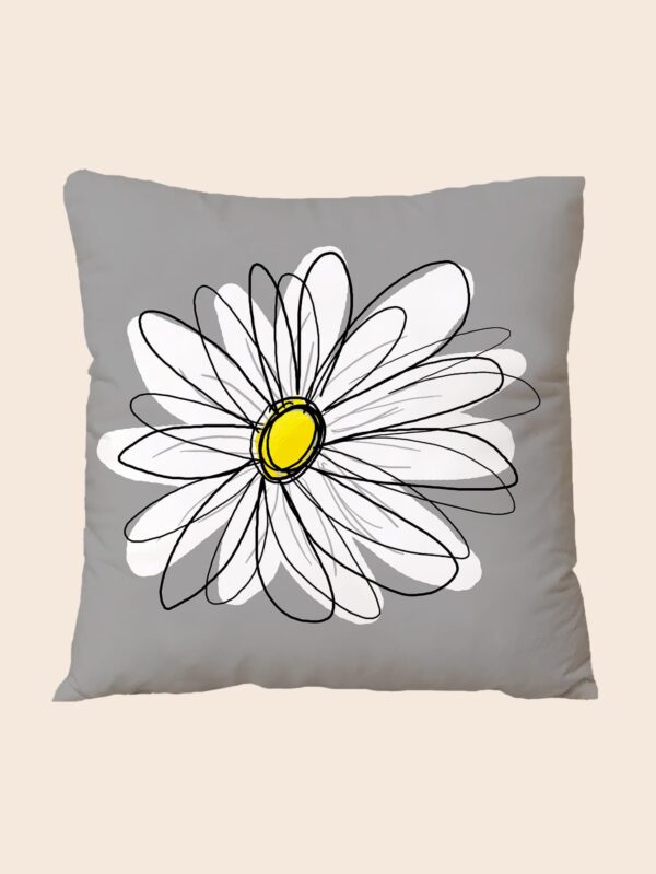 Retro daisy cushion grey