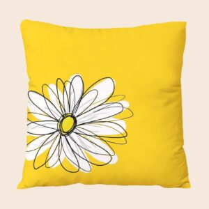 Retro daisy cushion yellow