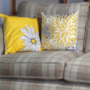 Funky Floral Cushion Cover and Yellow Retro Daisy Cushion Cover - Cushco Cushion Covers