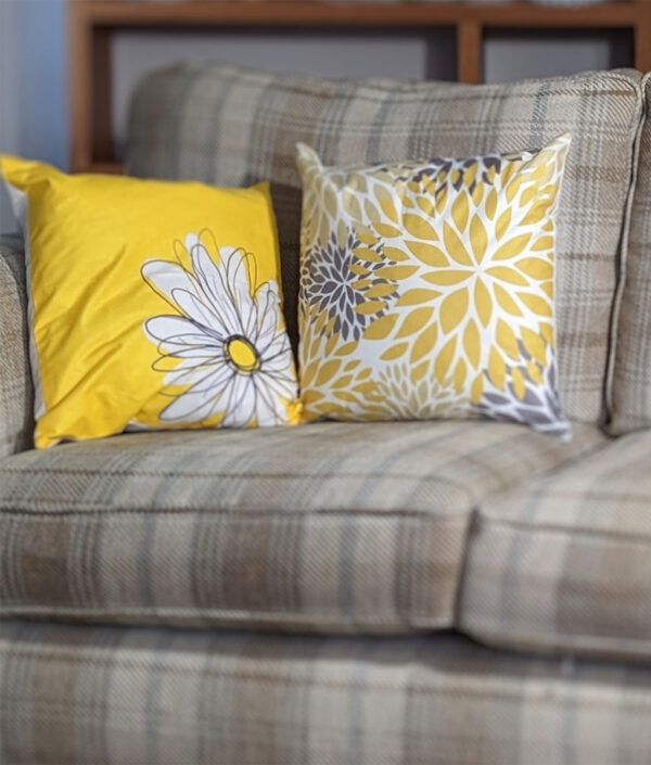 Funky Floral Cushion Cover and Yellow Retro Daisy Cushion Cover - Cushco Cushion Covers