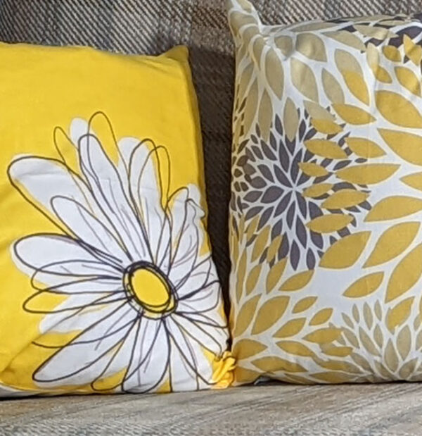 Funky Floral Cushion Cover and Yellow Retro Daisy Cushion Cover - Cushco Cushion Covers