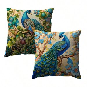 Pair of Peacock cushion covers